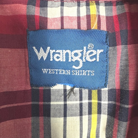 Vintage Wrangler Western Double Pocket Shirt Men Plaid Red Medium Retro Country - Picture 7 of 8